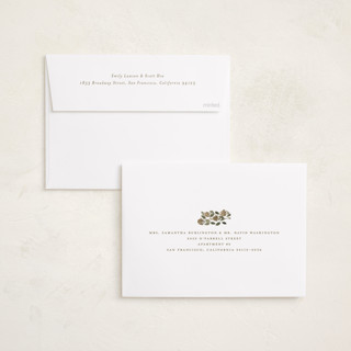 This is a sage foil pressed holiday cards with foil pressed by Meagan Christensen called abundance printing on recycled smooth signature in standard