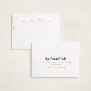 This is a eggnog foil pressed holiday cards with foil pressed by Amy Kross called laurel edge printing on recycled smooth signature in standard