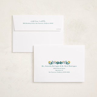 This is a buttercup foil pressed holiday cards with foil pressed by Amy Kross called laurel edge printing on recycled smooth signature in standard