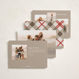 This is a linen foil pressed holiday cards with foil pressed by Karidy Walker called oh what fun script printing on recycled smooth signature in standard