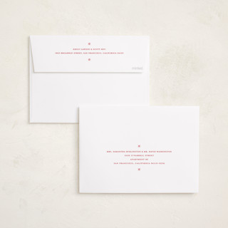 This is a crimson foil pressed holiday cards with foil pressed by Jen Ramsey called christmas sweater border printing on recycled smooth signature in standard