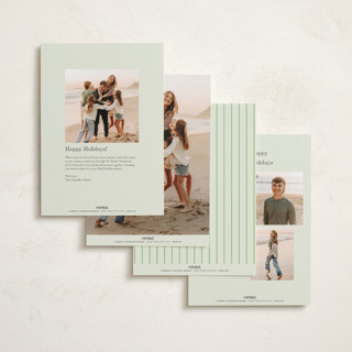 This is a mint foil pressed holiday cards with foil pressed by Baumbirdy called colorful stripes printing on recycled smooth signature in standard