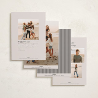 This is a linen foil pressed holiday cards with foil pressed by Kelly Schmidt called striped elegance printing on recycled smooth signature in standard