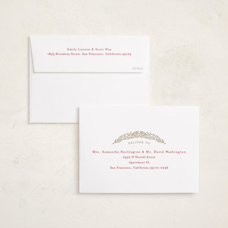 This is a eggnog foil pressed holiday cards with foil pressed by Mansi Verma called gilded florals printing on recycled smooth signature in standard