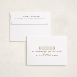 This is a eggnog foil pressed holiday cards with foil pressed by Olivia Raufman called folkloric printing on recycled smooth signature in standard