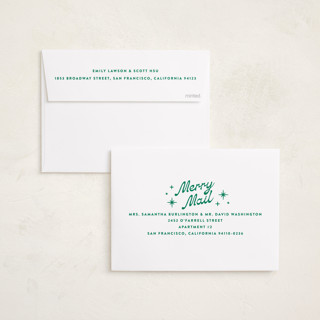 This is a wreath foil pressed holiday cards with foil pressed by Ekko Studio called nostalgia printing on recycled smooth signature in standard