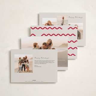 This is a papaya foil pressed holiday cards with foil pressed by Blustery August called party squiggle printing on recycled smooth signature in standard