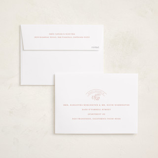This is a winter rose foil pressed holiday cards with foil pressed by Baumbirdy called engraved floral printing on recycled smooth signature in standard