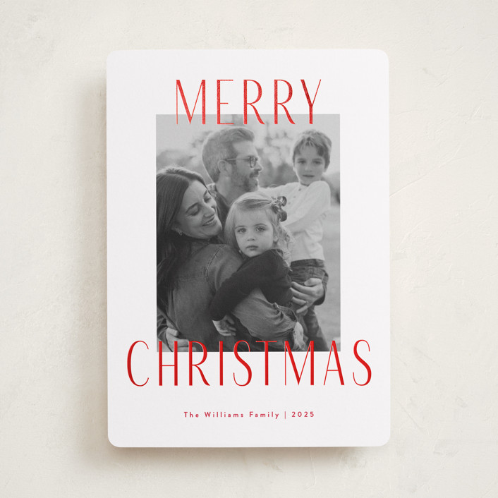 "Merry Statement" - Foil-pressed Holiday Cards in Peppermint by Kacey Kendrick Wagner.