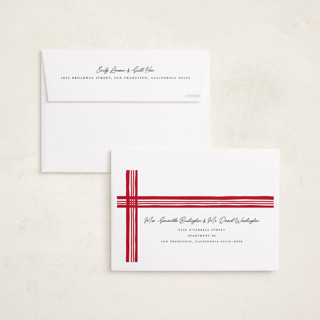 This is a cherry foil pressed holiday cards with foil pressed by Chris Griffith called engraved holiday printing on recycled smooth signature in standard