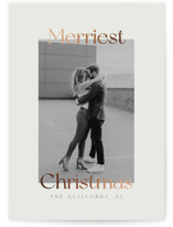 This is a grey foil stamped holiday card by Abi de Leon called Lovely Beginning with foil-pressed printing on recycled smooth signature in standard.