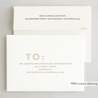 This is a champagne foil pressed holiday cards with foil pressed by Angela Thompson called gilded printing on recycled smooth signature in standard