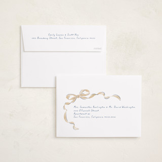 This is a harbor foil pressed holiday cards with foil pressed by Susan Zinader called whimsical bow printing on recycled smooth signature in standard