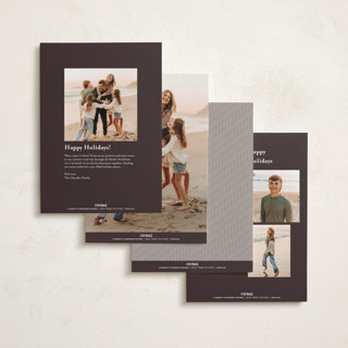 This is a caramel foil pressed holiday cards with foil pressed by Alston Foster called merry striped frame printing on recycled smooth signature in standard