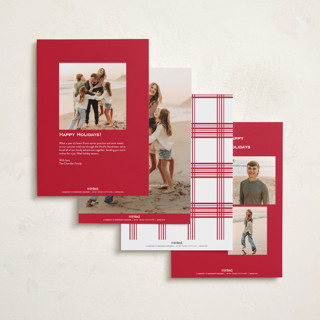 This is a santa suit foil pressed holiday cards with foil pressed by Blustery August called lauren printing on recycled smooth signature in standard