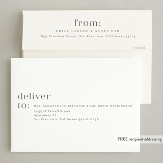 This is a sugar plum foil pressed holiday cards with foil pressed by Emily Betts called gilded merry & bright printing on recycled smooth signature in standard