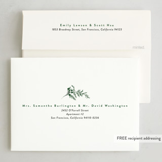 This is a pine foil pressed holiday cards with foil pressed by Susan Moyal called plaid frame printing on recycled smooth signature in standard
