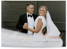 This is a brown foil stamped holiday card by Vanessa Doyle called Merry & Married with foil-pressed printing on recycled smooth signature in standard.