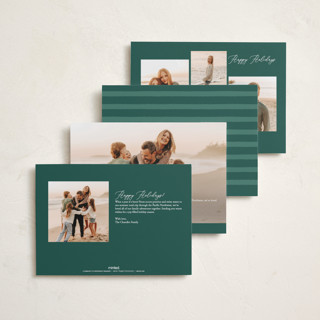 This is a cream foil pressed holiday cards with foil pressed by Hooray Creative called gilded border printing on recycled smooth signature in standard