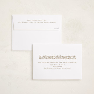 This is a sandy foil pressed holiday cards with foil pressed by Becky Nimoy called angels arch printing on recycled smooth signature in standard