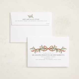 This is a snow foil pressed holiday cards with foil pressed by Laura Hankins called curling ribbon printing on recycled smooth signature in standard