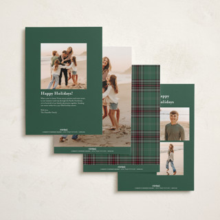 This is a pine foil pressed holiday cards with foil pressed by Stacey Meacham called plaid collage printing on recycled smooth signature in standard