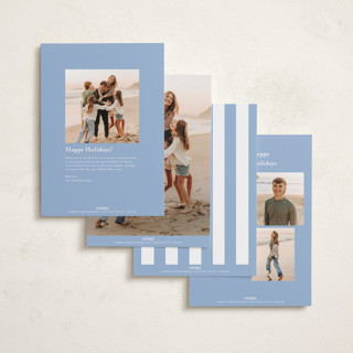 This is a periwinkle foil pressed holiday cards with foil pressed by Angela Thompson called bold stripe printing on recycled smooth signature in standard