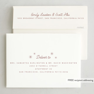 This is a tinsel foil pressed holiday cards with foil pressed by Cass Loh called ticket frame printing on recycled smooth signature in standard