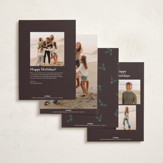 This is a chocolate foil pressed holiday cards with foil pressed by Alston Foster called silver bells printing on recycled smooth signature in standard