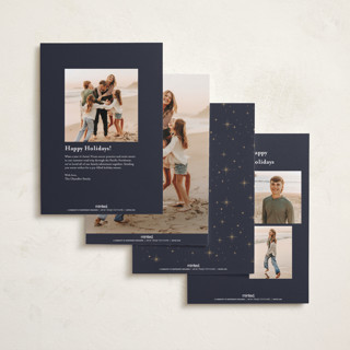 This is a midnight foil pressed holiday cards with foil pressed by Pixel and Hank called joy trio printing on recycled smooth signature in standard