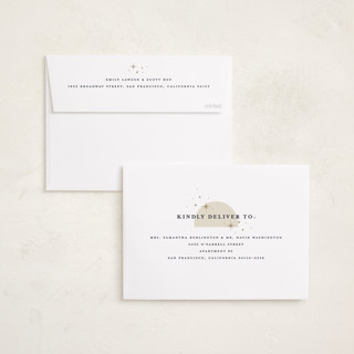 This is a midnight foil pressed holiday cards with foil pressed by Pixel and Hank called joy trio printing on recycled smooth signature in standard