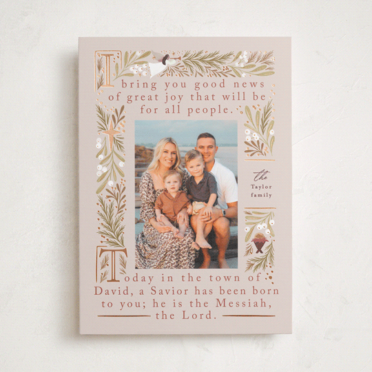 "Bible story" - Foil-pressed Holiday Cards in Peony by Alethea and Ruth.