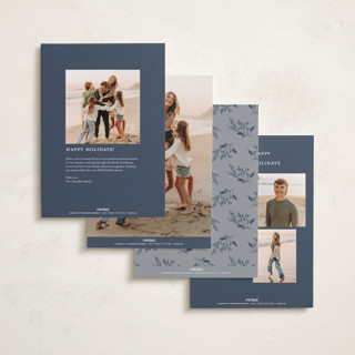 This is a midnight foil pressed holiday cards with foil pressed by Susan Zinader called leaves & berries printing on recycled smooth signature in standard