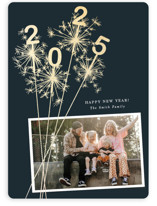 This is a blue foil stamped holiday card by Paula Pecevich called New Year Sparklers with foil-pressed printing on recycled smooth signature in standard.