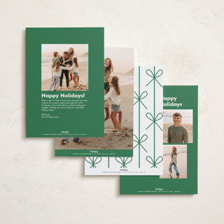 This is a mint foil pressed holiday cards with foil pressed by Joyce Pinheiro called tied in cheer printing on recycled smooth signature in standard