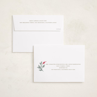 This is a halo foil pressed holiday cards with foil pressed by Kacey Kendrick Wagner called merry embrace printing on recycled smooth signature in standard
