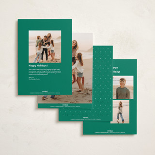 This is a wreath foil pressed holiday cards with foil pressed by Laura Hamm called a joyful family printing on recycled smooth signature in standard