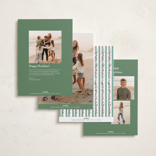 This is a pine foil pressed holiday cards with foil pressed by Susan Moyal called holly & bows printing on recycled smooth signature in standard