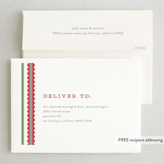 This is a fruitcake foil pressed holiday cards with foil pressed by Pixel and Hank called swiggle printing on recycled smooth signature in standard