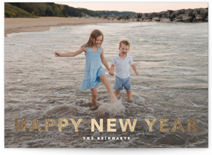 This is a linen foil pressed holiday cards with foil pressed by Angela Thompson called gilded printing on recycled smooth signature in standard