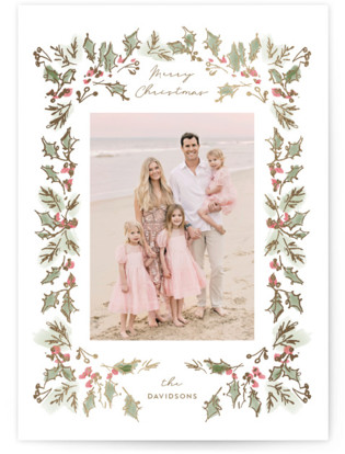 Sketched Winter Botanicals Foil-Pressed Holiday Cards