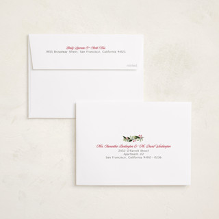 This is a holly foil pressed holiday cards with foil pressed by Randi Cirelli called berries & blooms printing on recycled smooth signature in standard