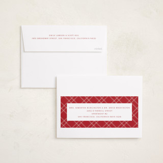 This is a crimson foil pressed holiday cards with foil pressed by Melanie Severin called simply charming printing on recycled smooth signature in standard