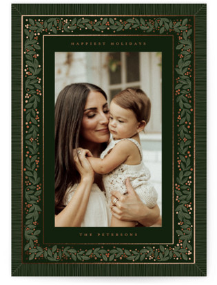 Antique Greenery Foil-Pressed Holiday Cards