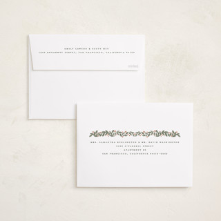 This is a fir foil pressed holiday cards with foil pressed by Jenna Holcomb called antique greenery printing on recycled smooth signature in standard