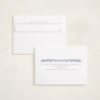 This is a frost foil pressed holiday cards with foil pressed by Jenna Holcomb called antique greenery printing on recycled smooth signature in standard