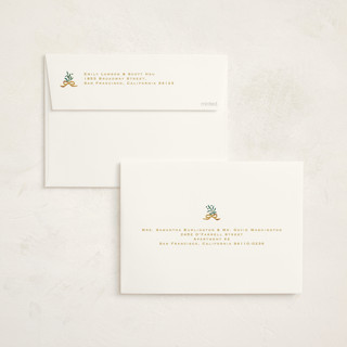 This is a pine foil pressed holiday cards with foil pressed by Gwen Bedat called le ruban printing on recycled smooth signature in standard