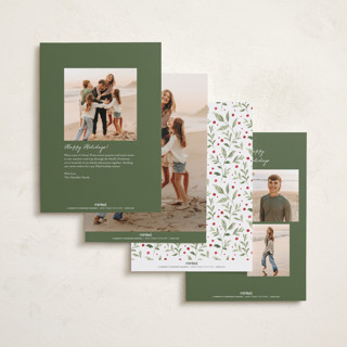 This is a holly berry foil pressed holiday cards with foil pressed by Everett Paper Goods called mirror foliage printing on recycled smooth signature in standard