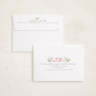 This is a holly berry foil pressed holiday cards with foil pressed by Everett Paper Goods called mirror foliage printing on recycled smooth signature in standard