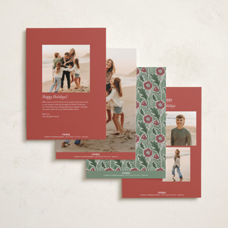 This is a poinsettia foil pressed holiday cards with foil pressed by Jen Owens called monogram nouveau printing on recycled smooth signature in standard